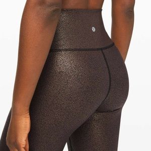 Lululemon Wunder Under 21" Crop Legging Black Copper Foil Size 4
